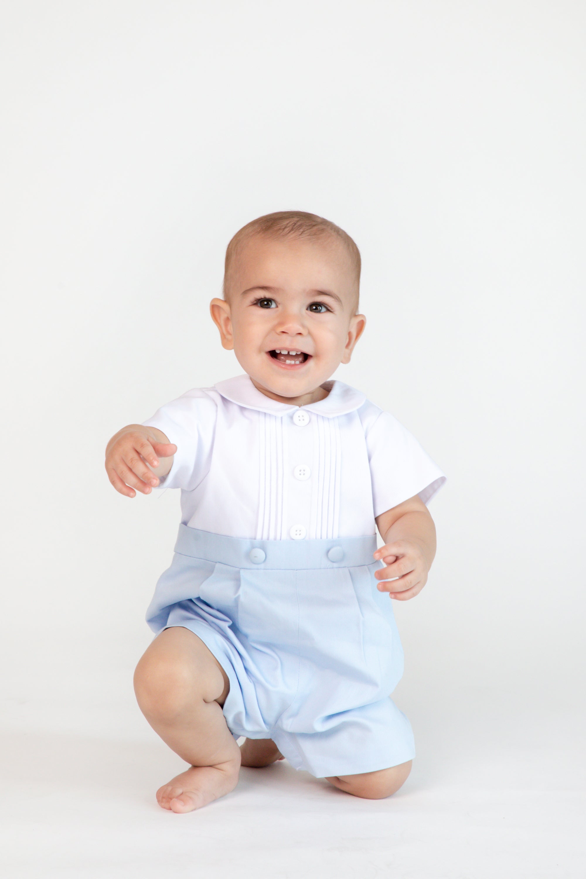 Boy wearing Light Blue Finewale Pique One Piece Shortall