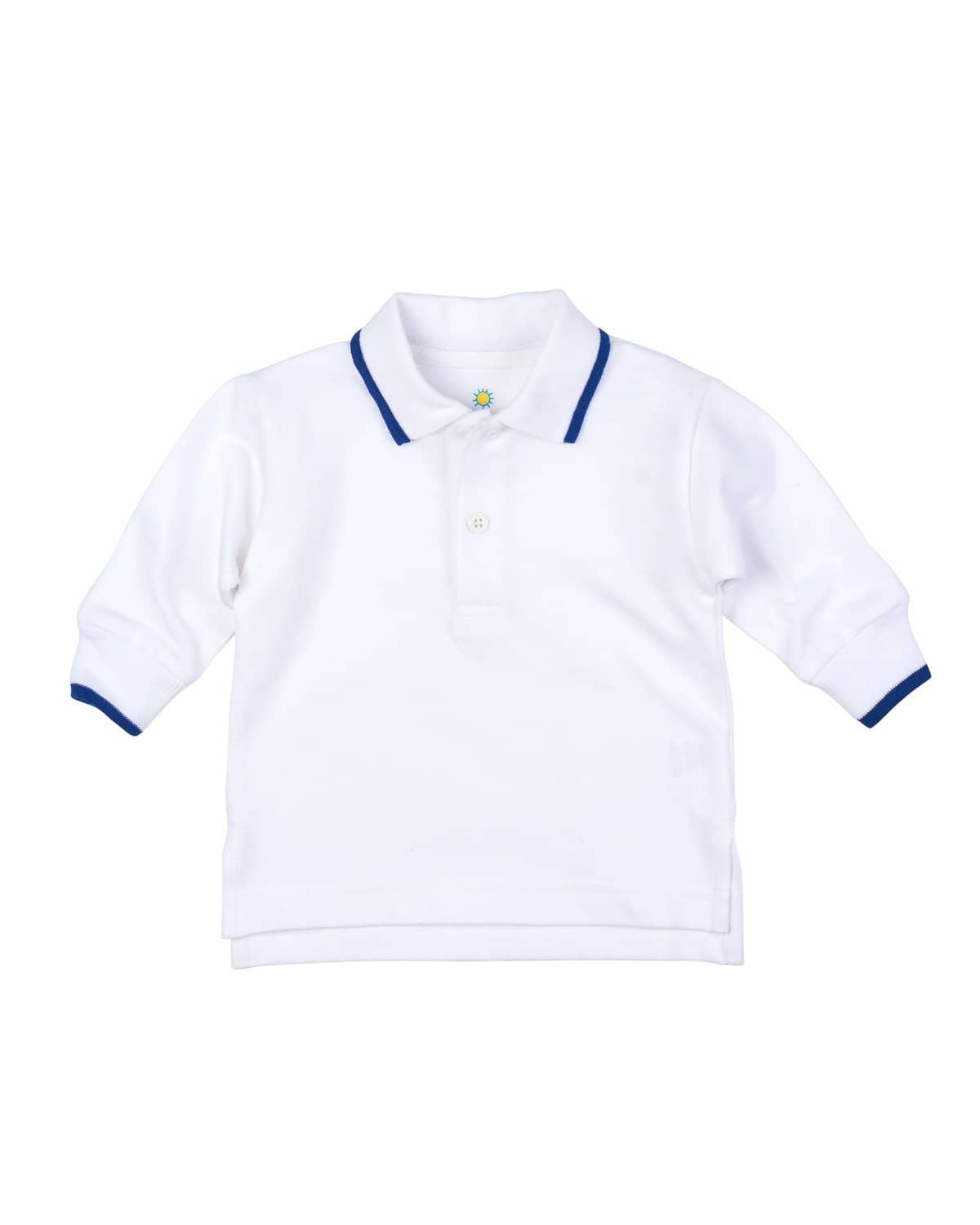 White Polo Shirt with Royal Tipping - Florence Eiseman